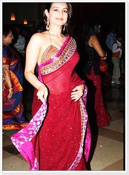 Ameesha Patel in Red Party Wear Saree